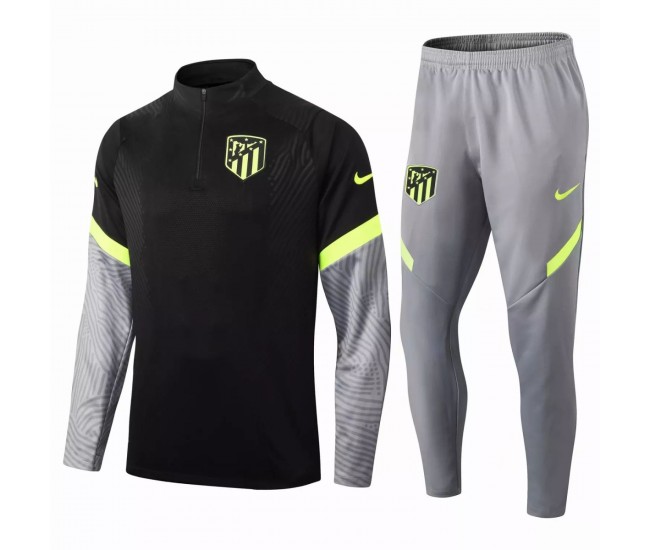 Chándal de fútbol de entrenamiento técnico del Atlético de Madrid negro gris 2020 2021