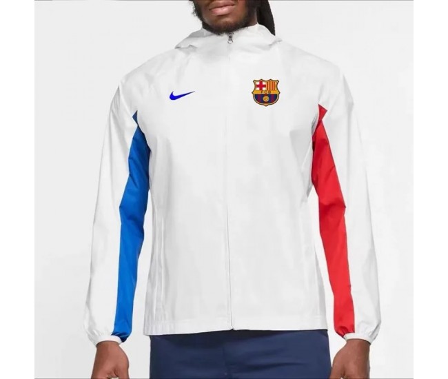 FC Barcelona Hombre AWF Raglan Chaqueta con Capucha Blanco 23-24