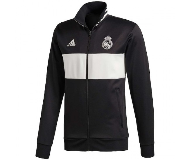 Real Madrid Cremallera completa de tres rayas   Blanco/negro   Chaqueta deportiva