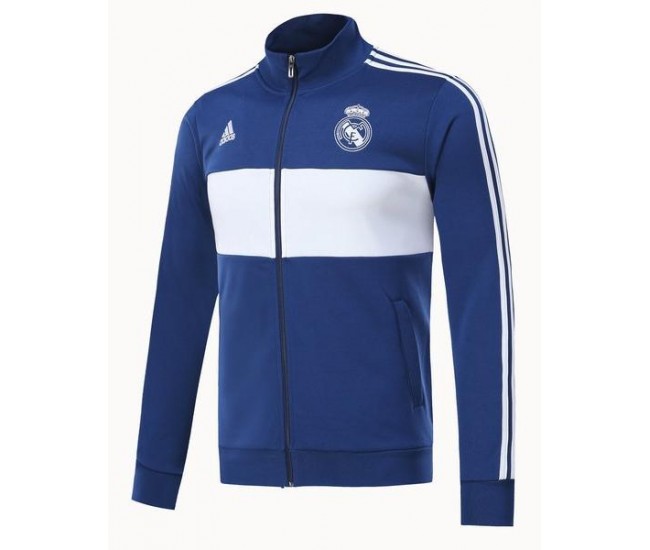 Real Madrid Chaqueta deportiva de tres rayas a rayas / azul / blanco.