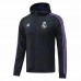 Chaqueta cortavientos con capucha y cremallera completa DNA Raglan del Real Madrid azul marino