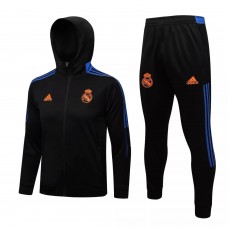Chándal de fútbol de presentación con capucha negro del Real Madrid 2021-22